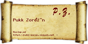 Pukk Zorán névjegykártya